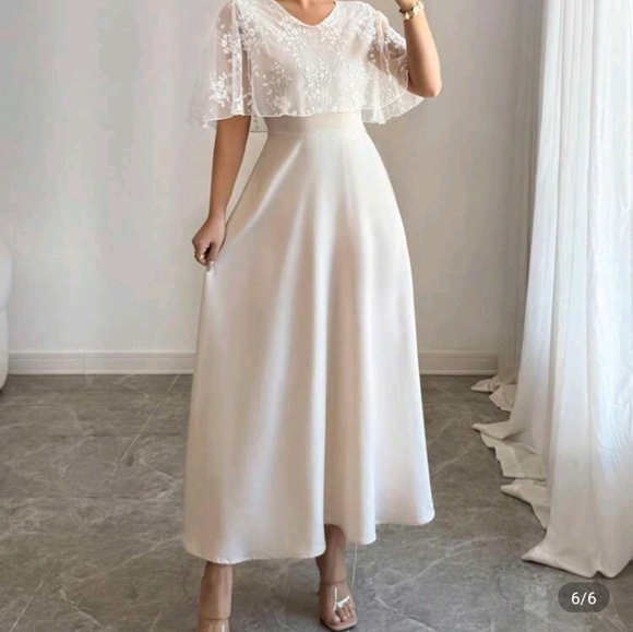 SHEIN Cream Satin Dress - Picture 2 of 4